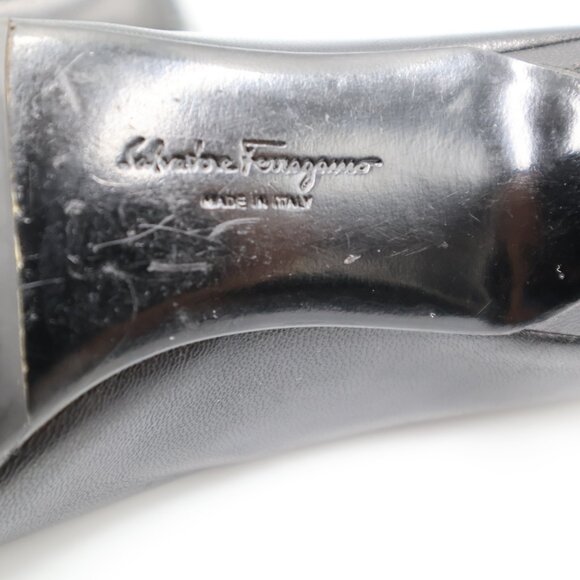 Salvatore Ferragamo Black Leather Kitten Heel Pumps Womens Size 6.5 Pointed Toe - Picture 12 of 16